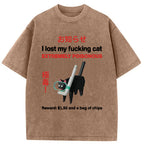 Find The Toxic Cat Funny Washed T-Shirt