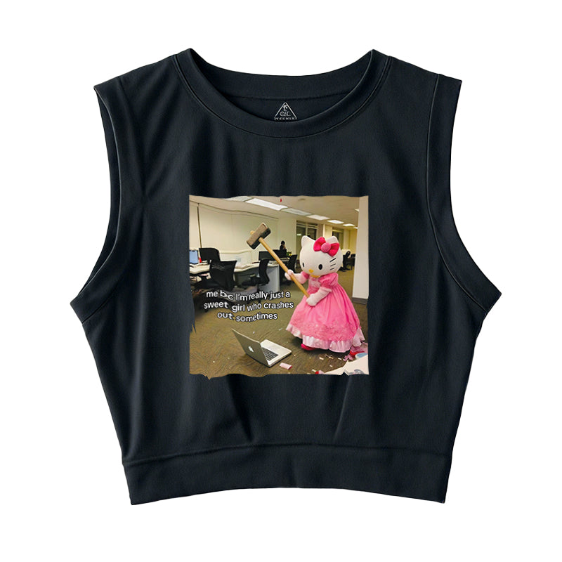 I'm Really Just A Sweet Girl Sleeveless Crop Top