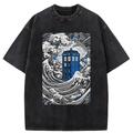 The Great Wave Off Tardis Washed T-Shirt