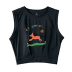 Running Orange Pony Sleeveless Crop Top