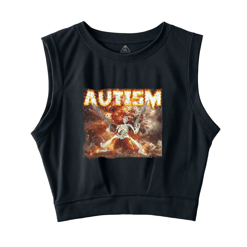 Autism Skeleton Sleeveless Crop Top