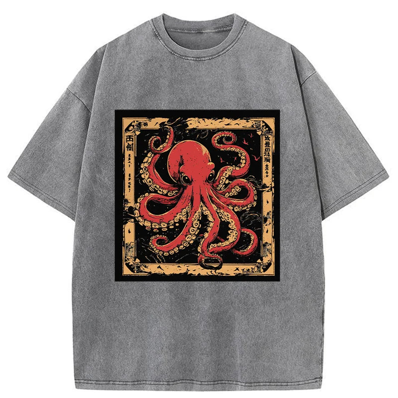 Retro Octopus Washed T-Shirt