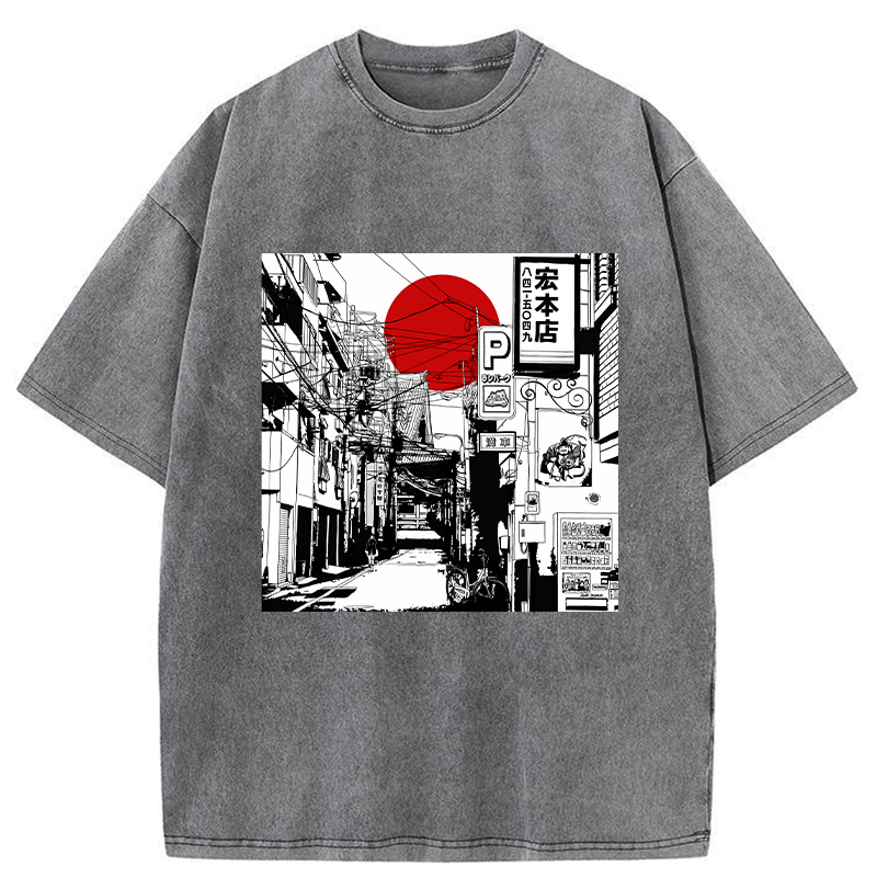 Sunrise On The Street Washed T-Shirt