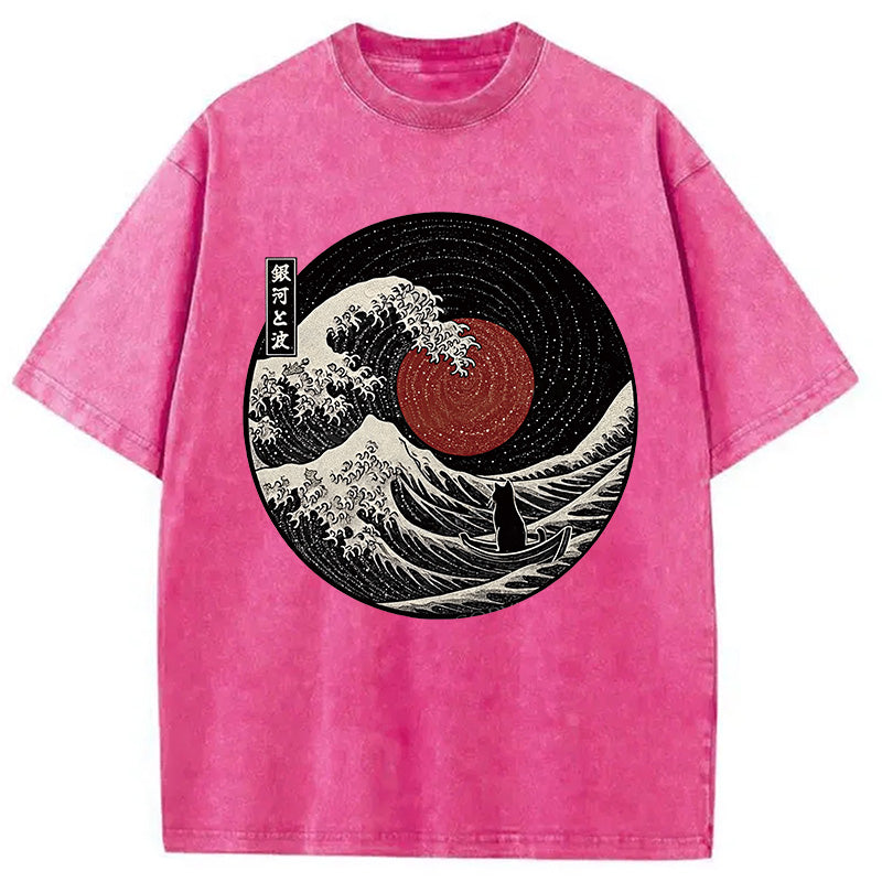The Solitary Wanderer Cat Washed T-Shirt