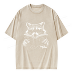 Unisex Funny Raccoon Printed Washed Tee