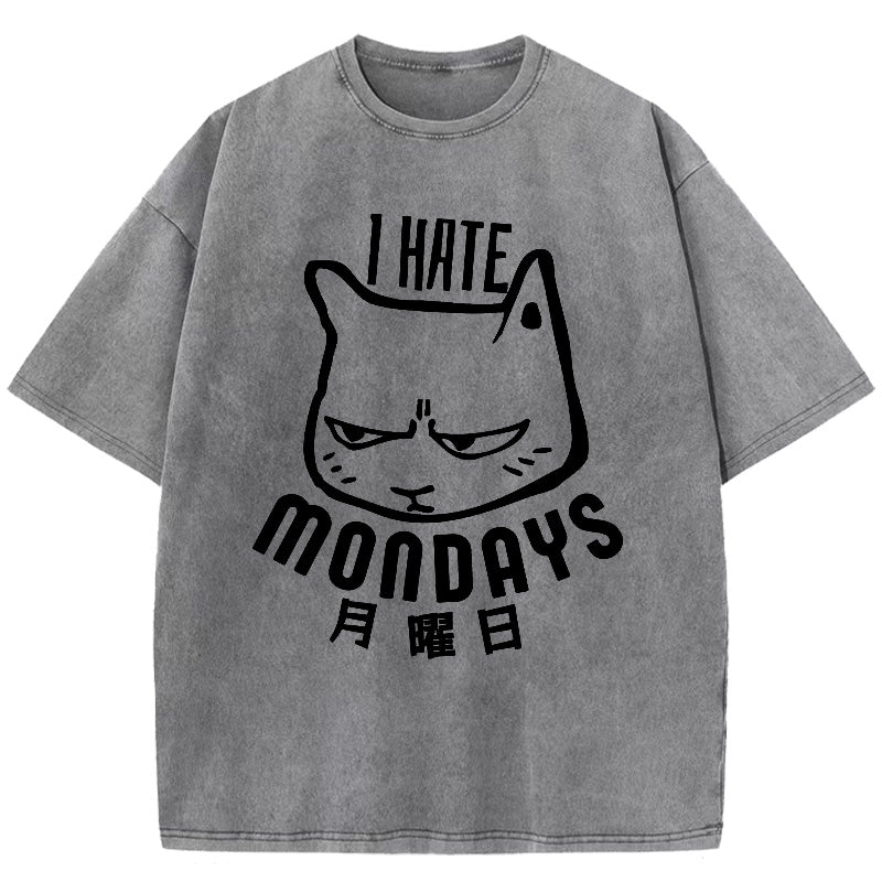 Cat Hate Monday Washed T-Shirt