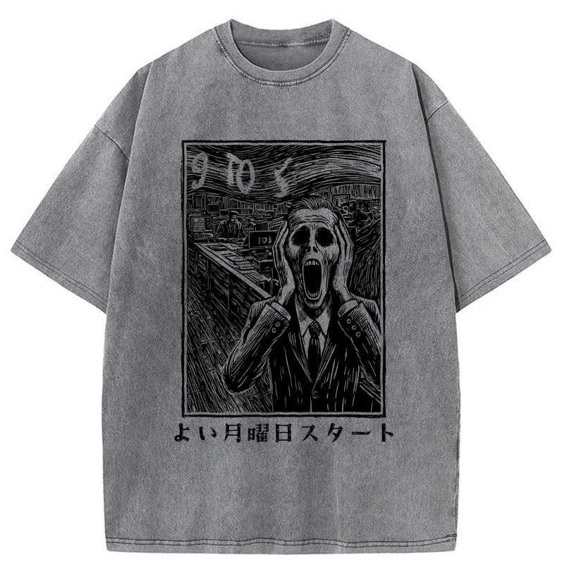 Office Worker The Scream Washed T-Shirt