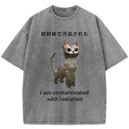 Irradiated Cat Funny Washed T-Shirt