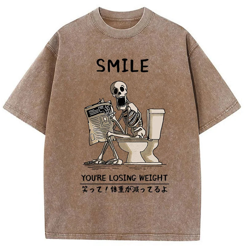 Skeleton Losing Weight Washed T-Shirt