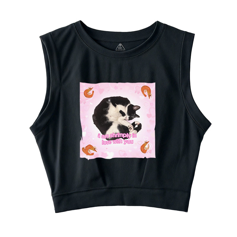 I Am Shrimply in Love with You Sleeveless Crop Top