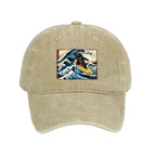 Dinosaur Surfing Japanese Washed Cap