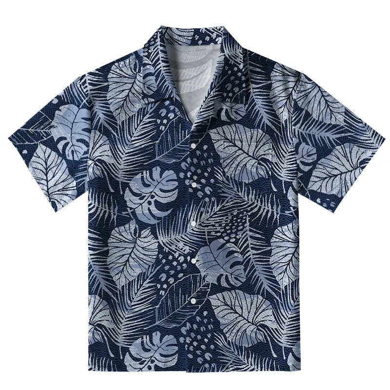 Jungle Leaf Dark Aloha Hawaiian Shirt