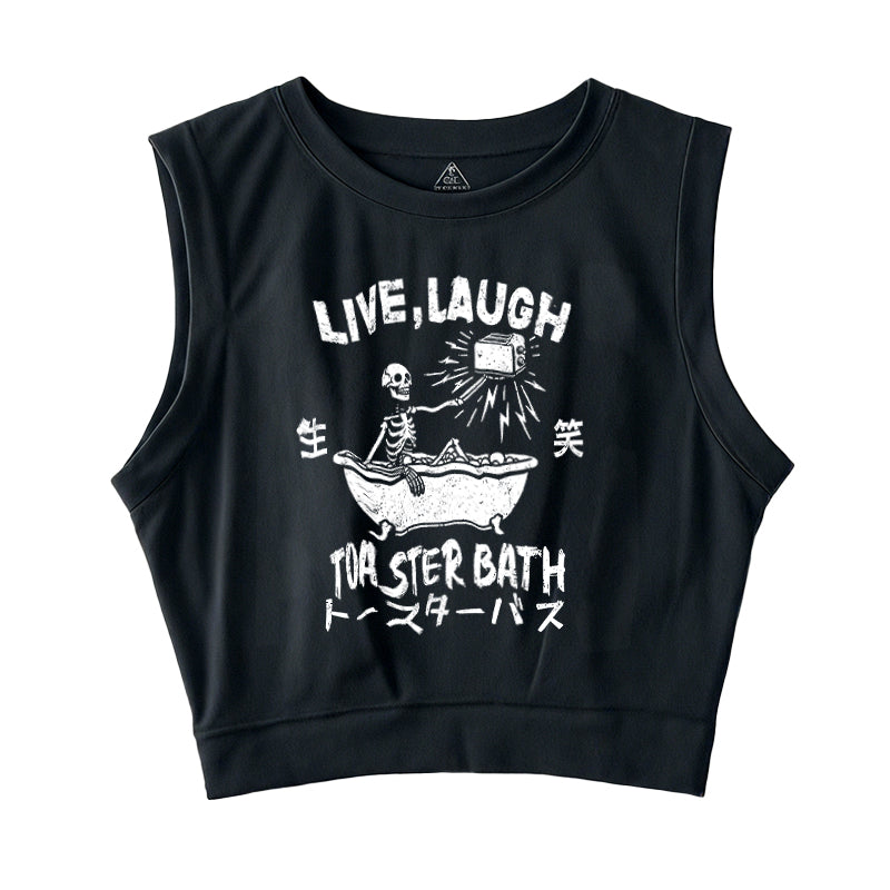 Funny Electric Shock Skeleton Sleeveless Crop Top