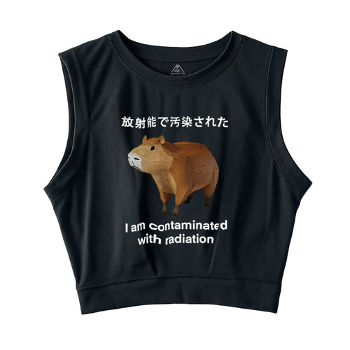 Capybara Contaminated By Radiation Sleeveless Crop Top