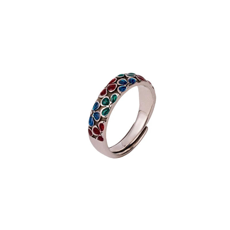 Enamel Plum Blossom Ring