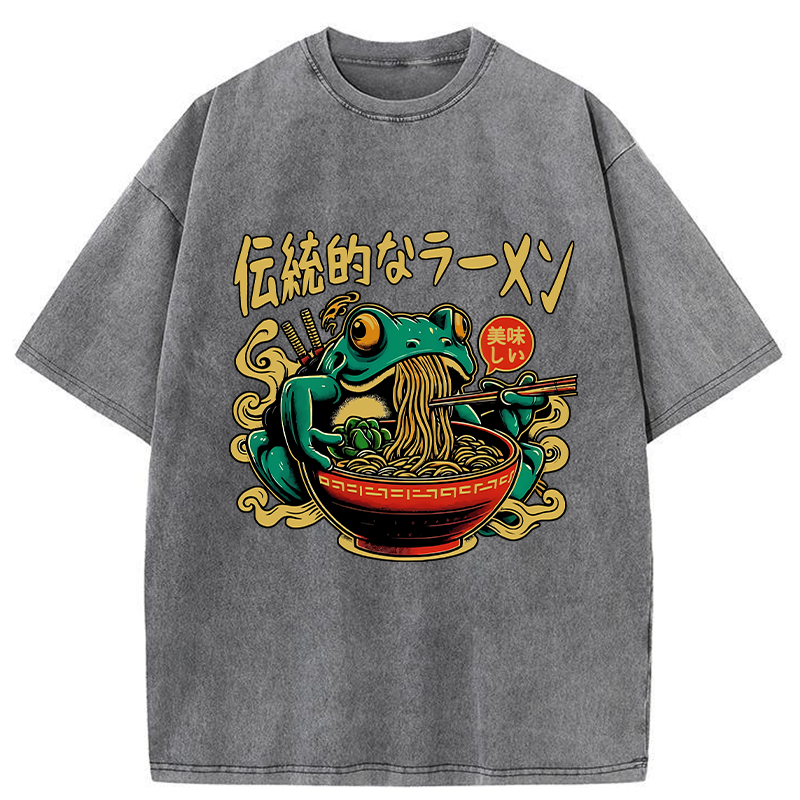 Frog Obsessed With Ramen Washed T-Shirt