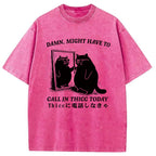 Cat Admiring Himself Washed T-Shirt