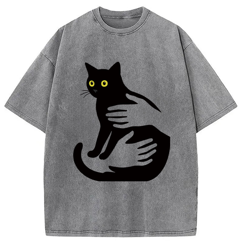 Hug A Black Cat Washed T-Shirt