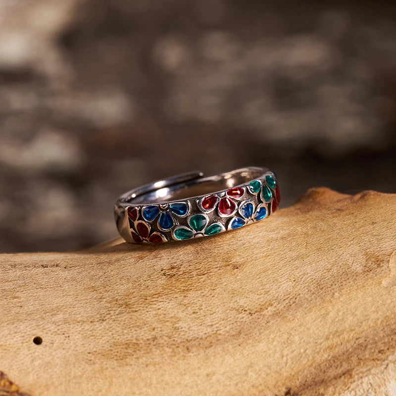 Enamel Plum Blossom Ring