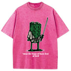 Funny Building Blocks Samurai Washed T-Shirt
