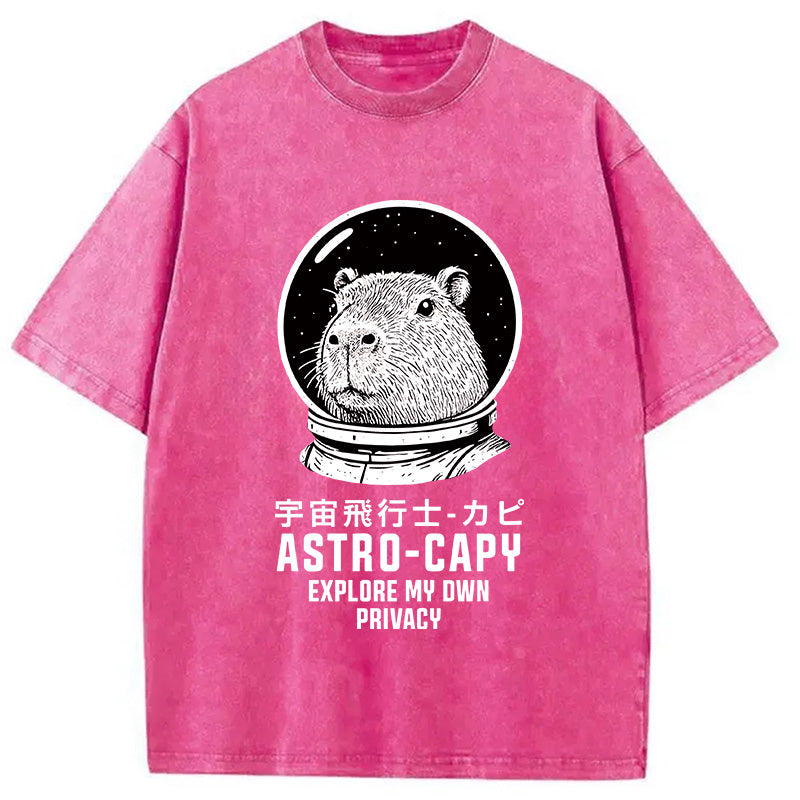 Astronaut Capybara Washed T-Shirt
