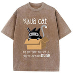 Ninja Cat Japanese Washed T-Shirt