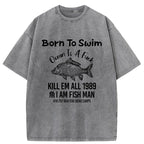 Born To Swim Funny Washed T-Shirt