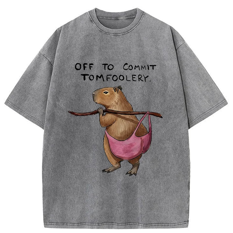 Unisex Capybaras That Do Bad Things Washed T-Shirt