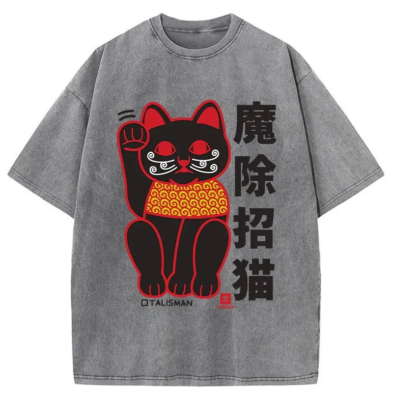Magic Lucky Cat Washed T-Shirt