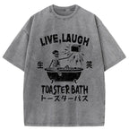 Funny Electric Shock Skeleton Washed T-Shirt