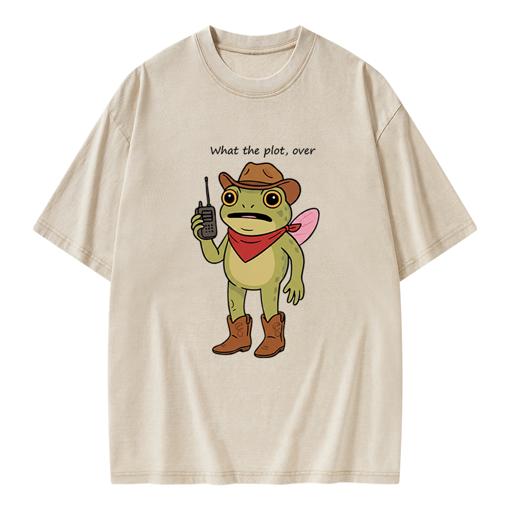 Unisex What The Plot Printed Washed Tee