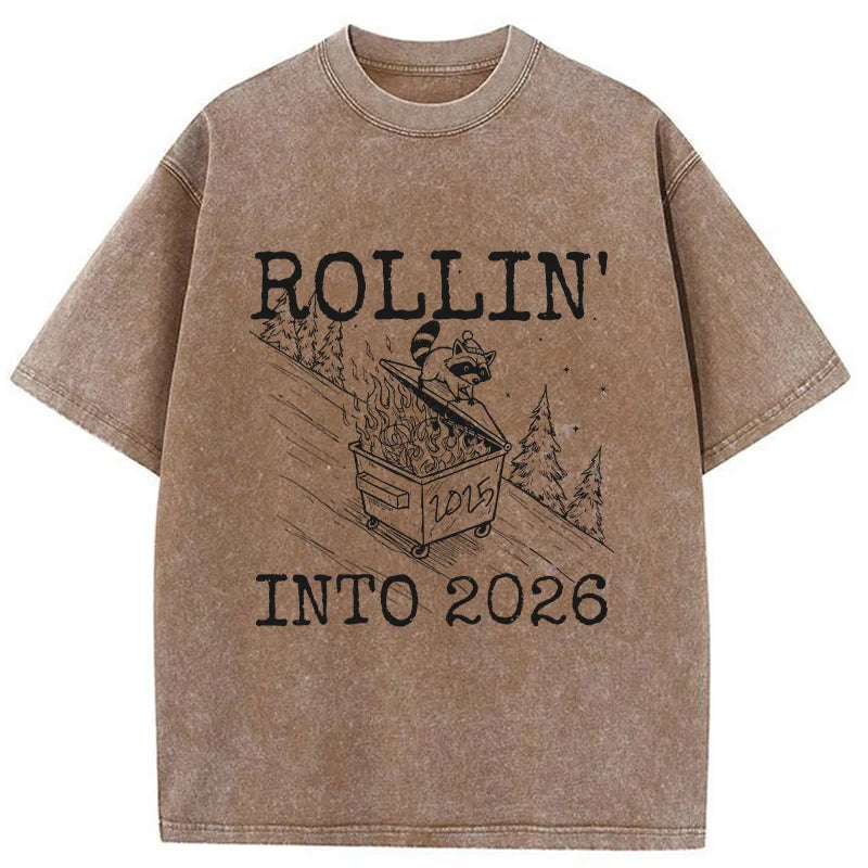 Unisex Rollin' Into 2026 Washed T-Shirt