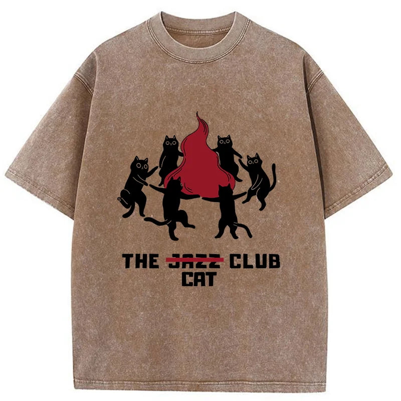 Unisex Cat Party Washed T-Shirt