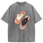 Unisex Slipper Kitties Washed T-Shirt