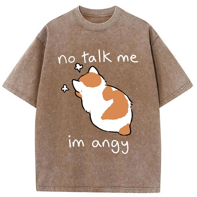 Unisex Cat Refused To Communicate Washed T-Shirt