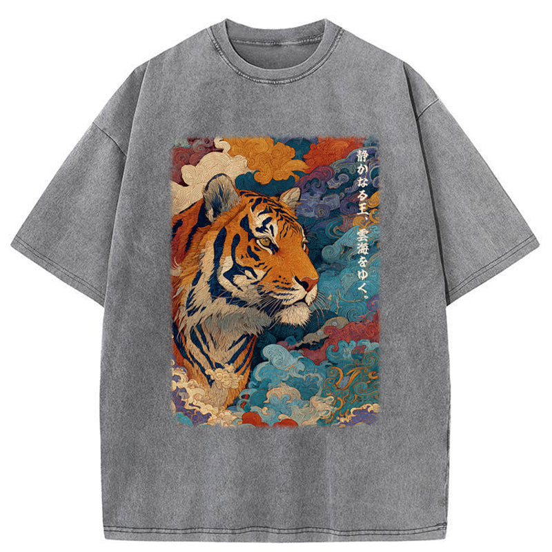 Unisex Tiger Of The Cloud Sea Washed T-Shirt