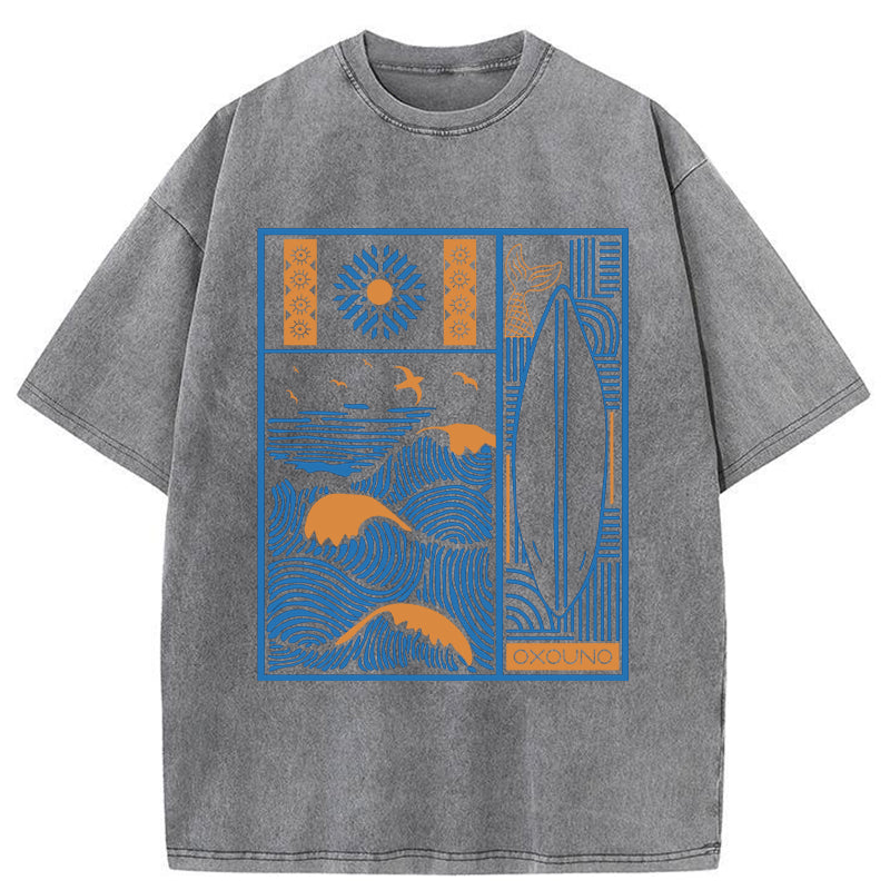 Unisex Minimalist Art Washed T-Shirt