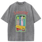 Unisex Colorful Sardines Washed T-Shirt