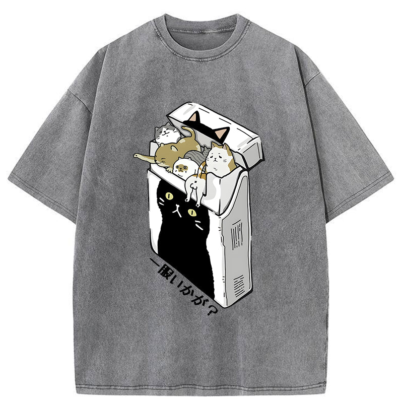 Unisex Have A Catgarette？ Washed T-Shirt