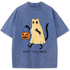 Halloween Cat Soul Washed T-Shirt