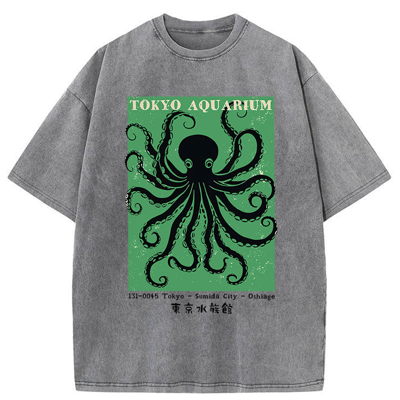 Unisex Tokyo Japanese Aquarium Washed T-Shirt