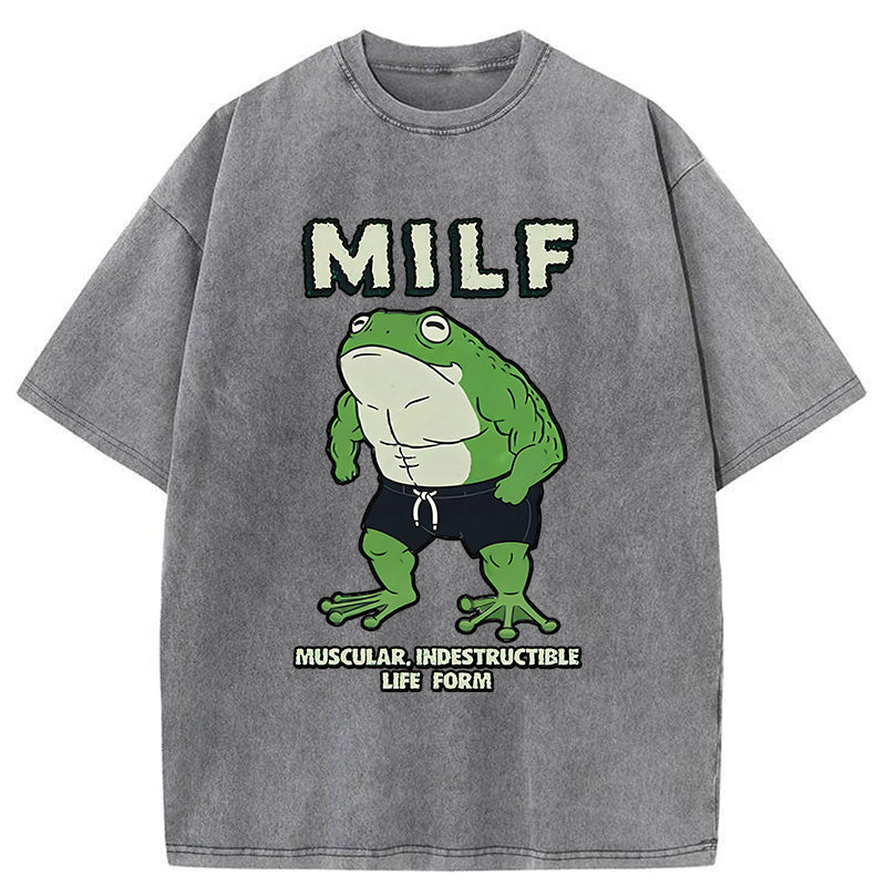 Unisex MILF Frog Washed T-Shirt