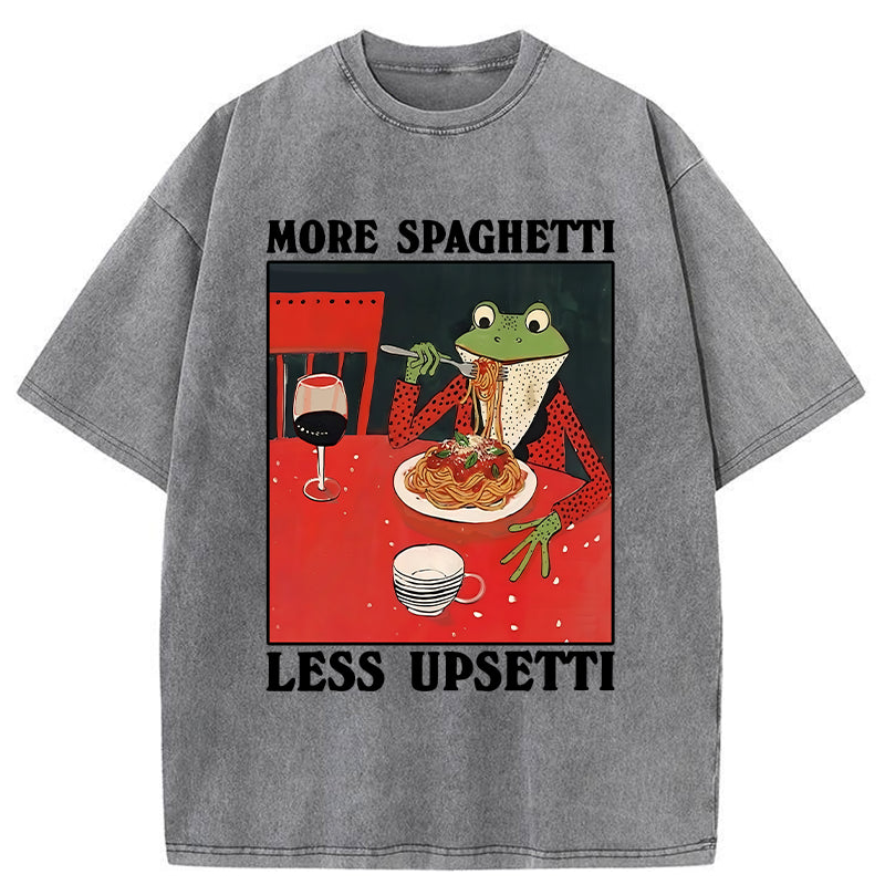 Unisex Frog Eating Spaghetti Washed T-Shirt