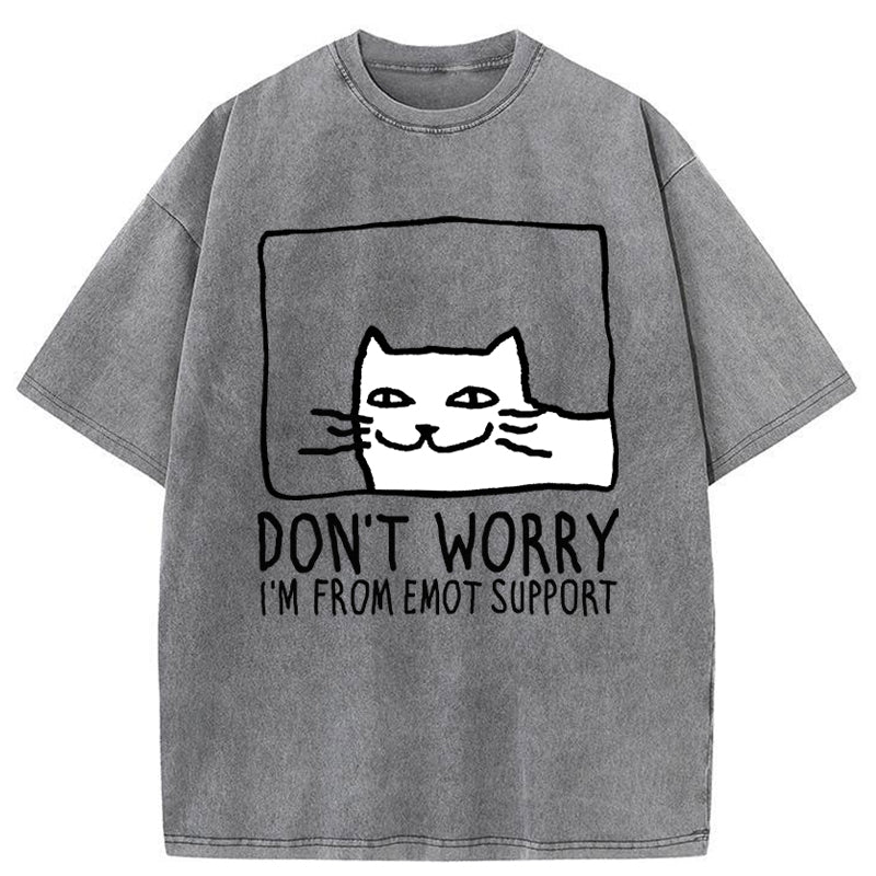 Unisex Emotional Support Cat Washed T-Shirt