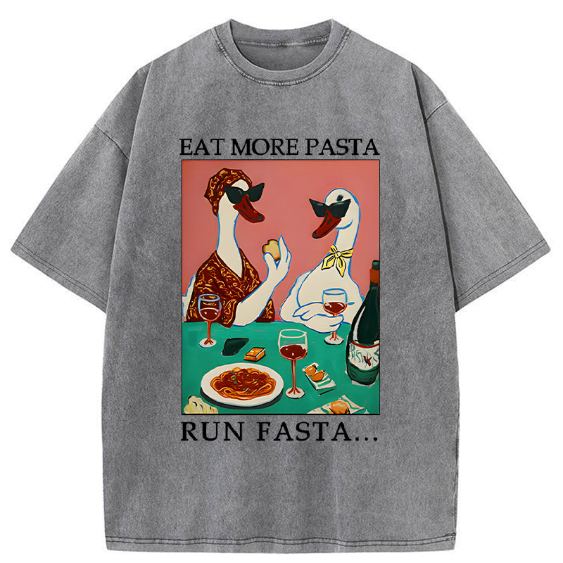 Unisex Eat More Pizza Washed T-Shirt