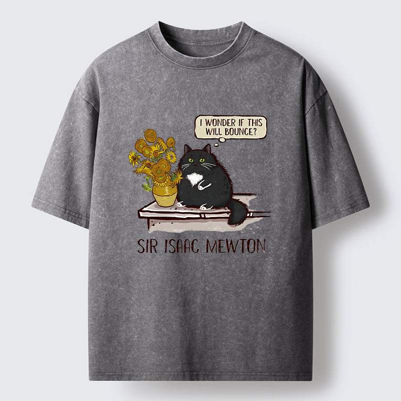 Unisex Cat Wants To Do A Physics Experiment Washed T-Shirt