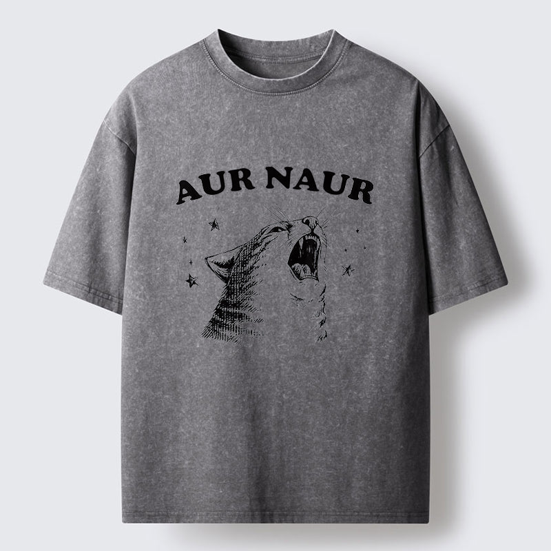 Unisex Aur Naur Cat Washed T-Shirt