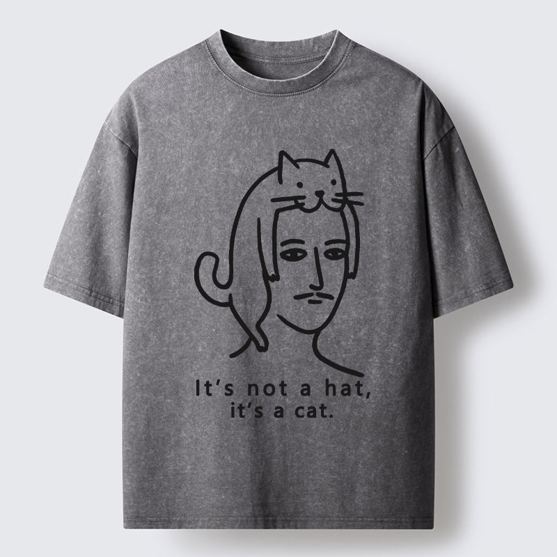 Unisex Not Hat It’s A Cat Washed T-Shirt