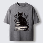 Unisex Books And Cats Washed T-Shirt