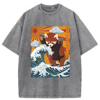 The Great Wave Off Red Panda Washed T-Shirt